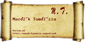 Mazák Tomázia névjegykártya